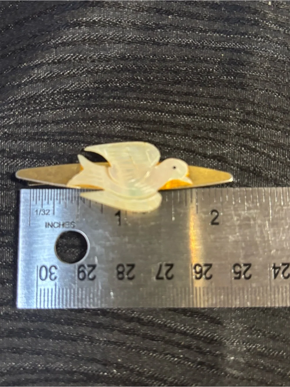 Vintage Pre-1980s Hand-Carved Mother of Pearl Bird Hair Pin Slide